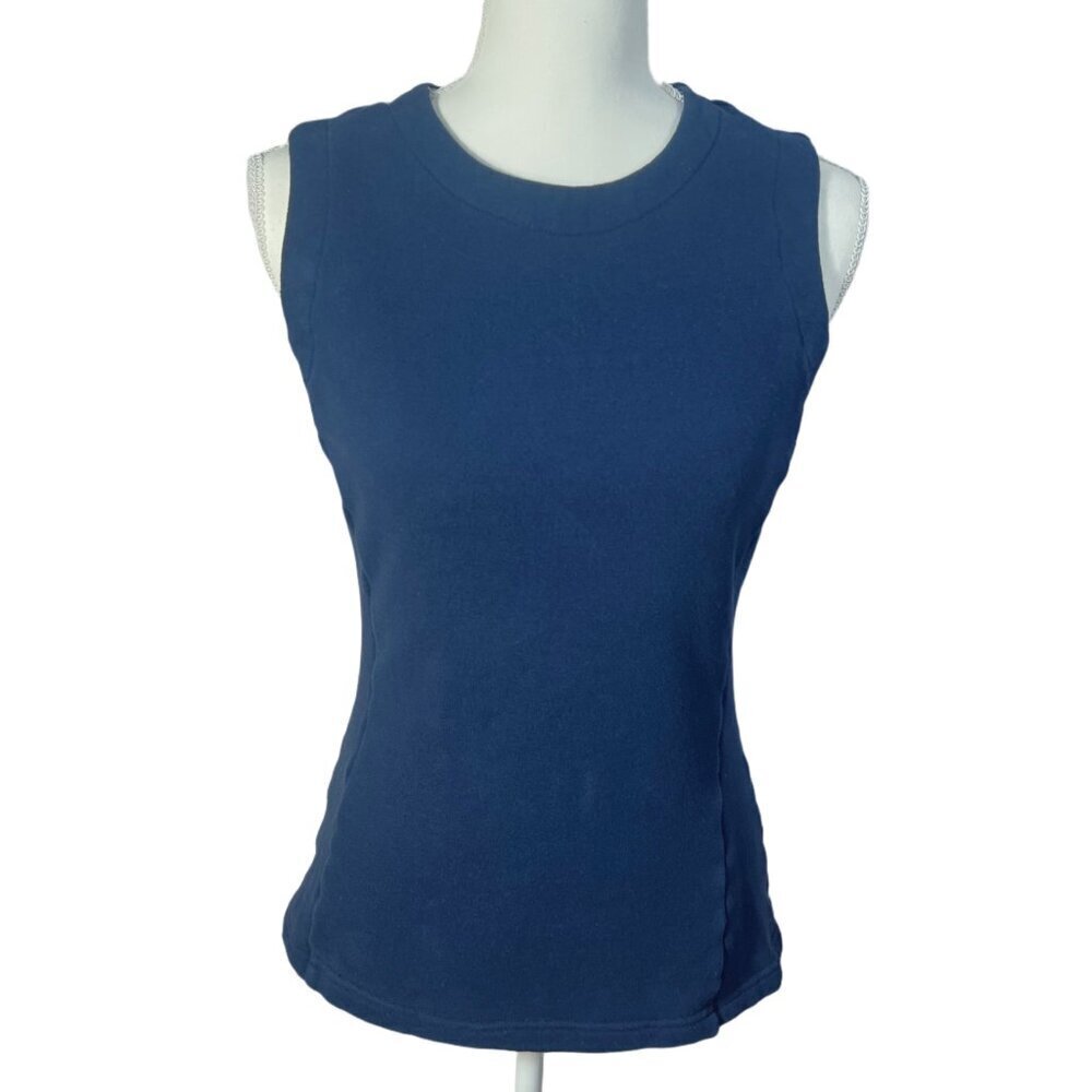 Derek Lam 10 Crosby Navy Blue Sleeveless Top Tank Top Terry Cloth Size 6